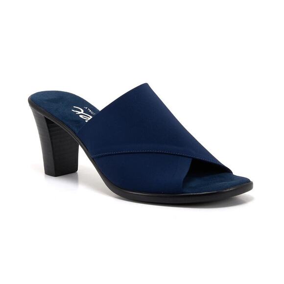 Onex Womens Crista Elastic Upper Heeled Sandal - Navy NEW - Picture 1 of 5